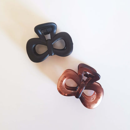 Bow Hair Clips - Black and Brown Set