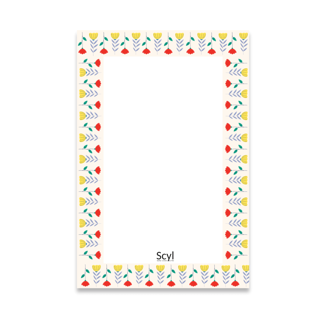 Floral Frame Notepad - Light Yellow