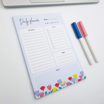 Floral Garden Daily Planner - Blue