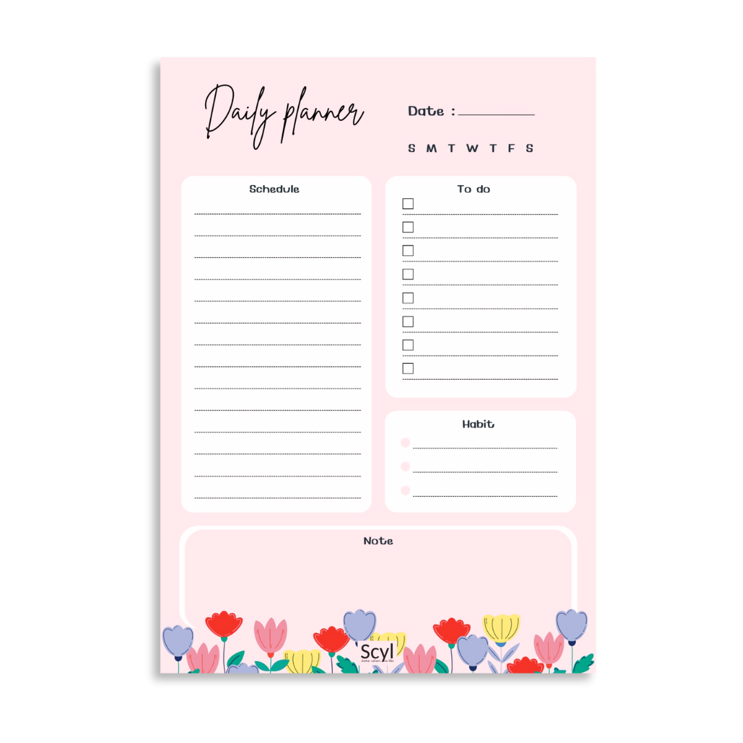 Floral Garden Daily Planner - Pink