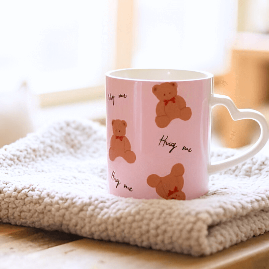 Hug Me Teddy - Heart Handle Mug