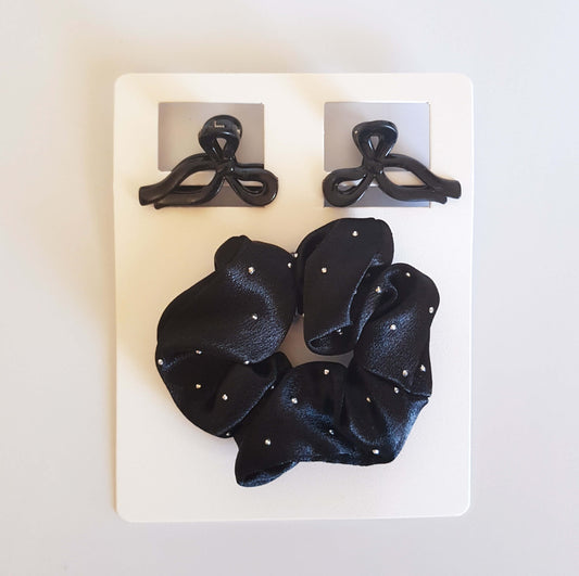 Scrunchy Bow Set - Black