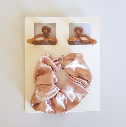 Scrunchy Bow Set - Rose Gold