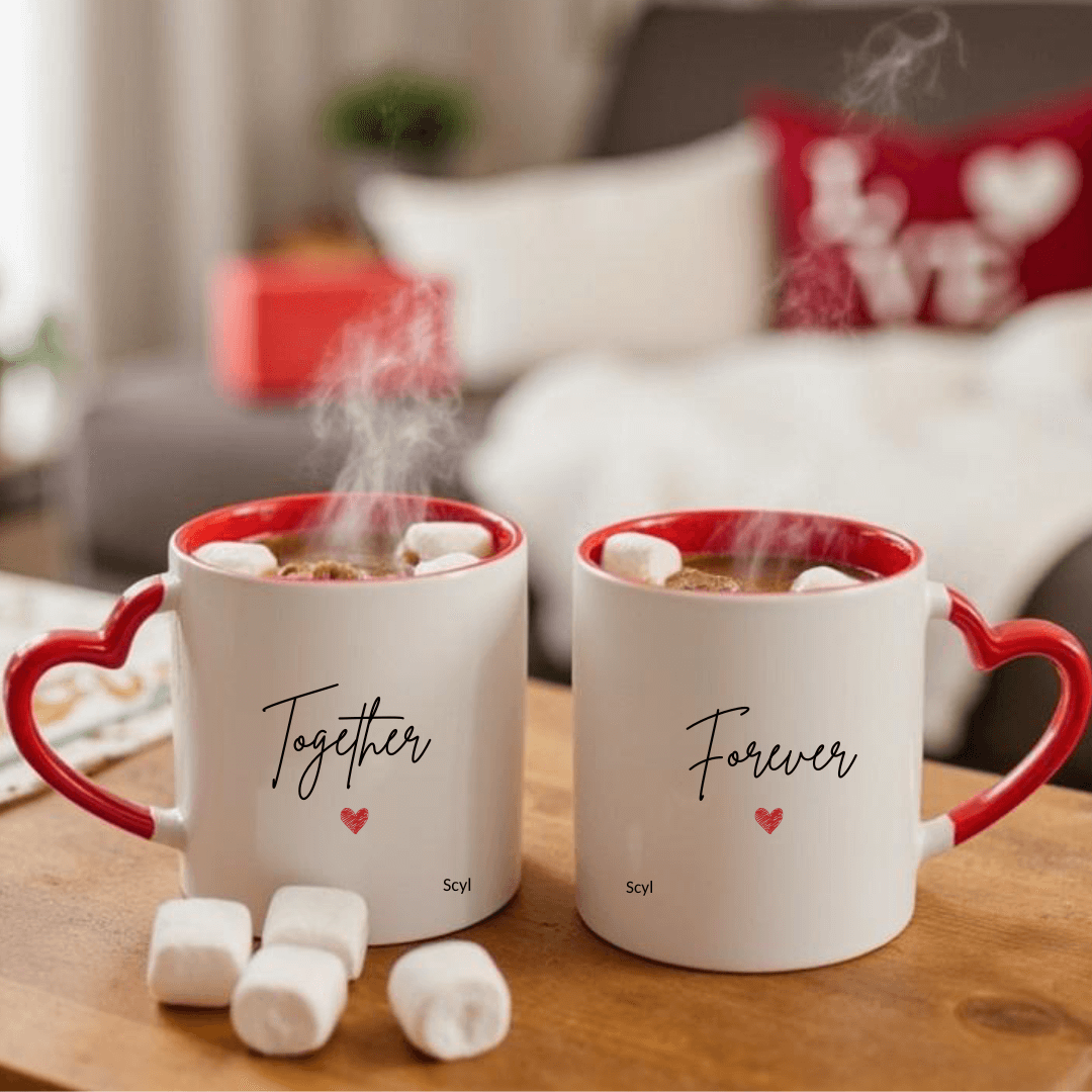 Together Forever -  Set of 2 Heart Handle Mugs